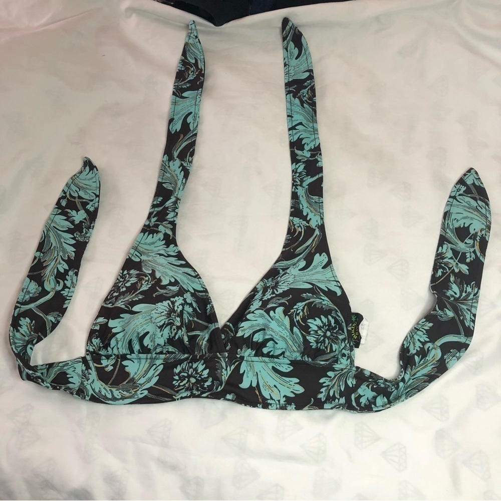 Bikini Bay Size 8 Brown/Teal/Gold Bikini Top